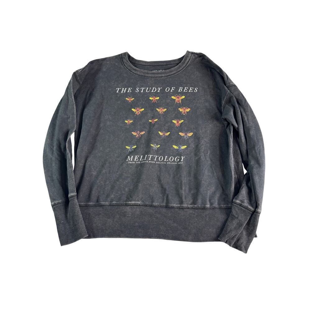 Fifth Sun Study of Bees Sweatshirt Womens Large Melittology Graphic Washed Black
